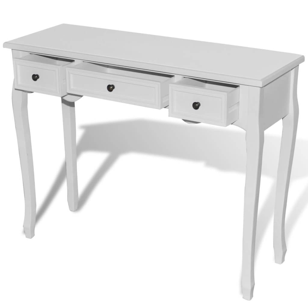 vidaXL Toucador/mesa consola com três gavetas branco