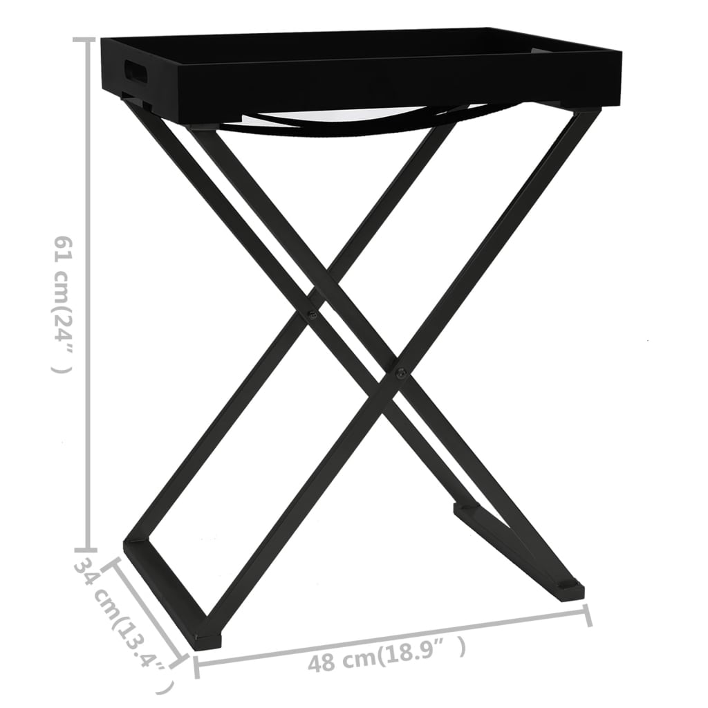 vidaXL Mesa dobrável 48x34x61 cm MDF preto