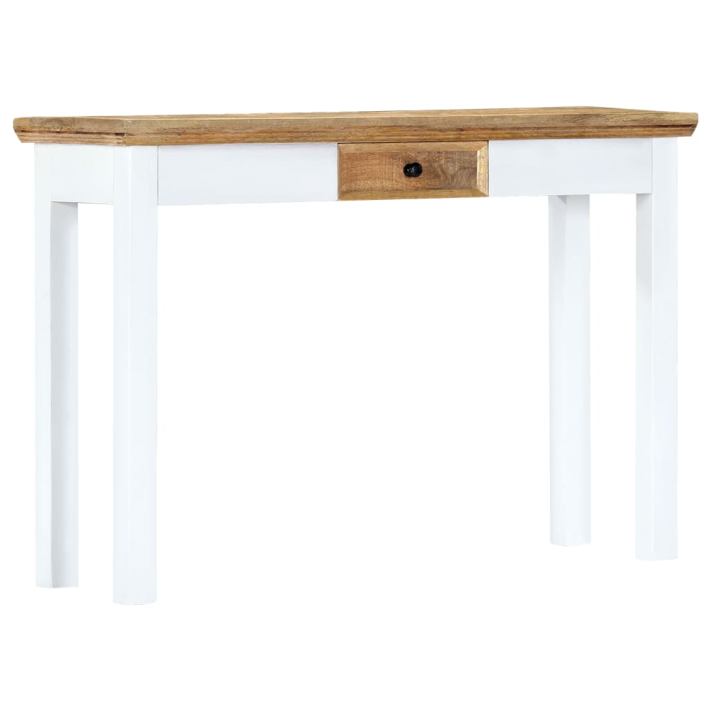 vidaXL Mesa consola 110x35x75 cm mangueira maciça branco e castanho