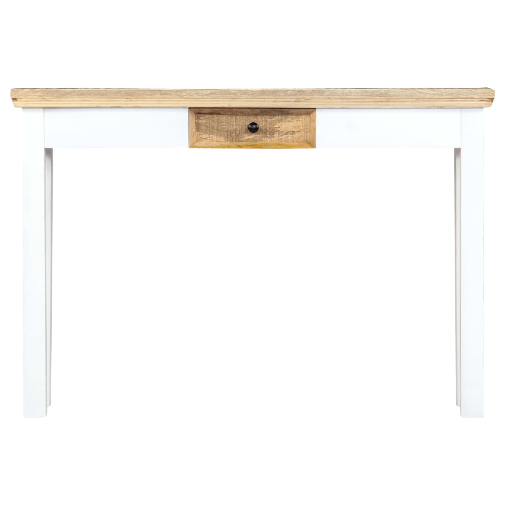 vidaXL Mesa consola 110x35x75 cm mangueira maciça branco e castanho