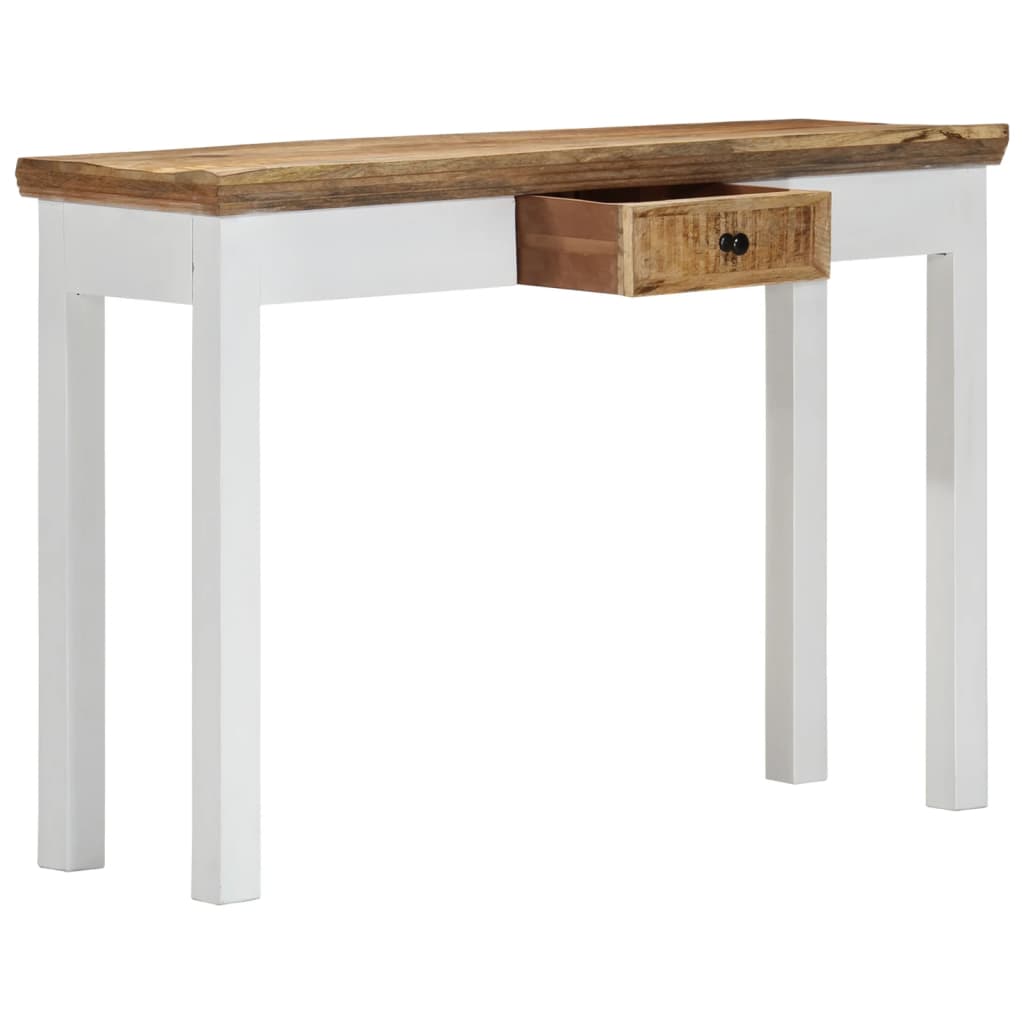 vidaXL Mesa consola 110x35x75 cm mangueira maciça branco e castanho