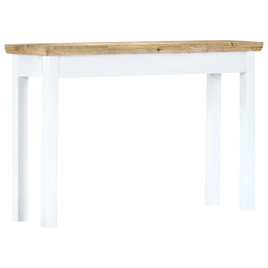 vidaXL Mesa consola 110x35x75 cm mangueira maciça branco e castanho