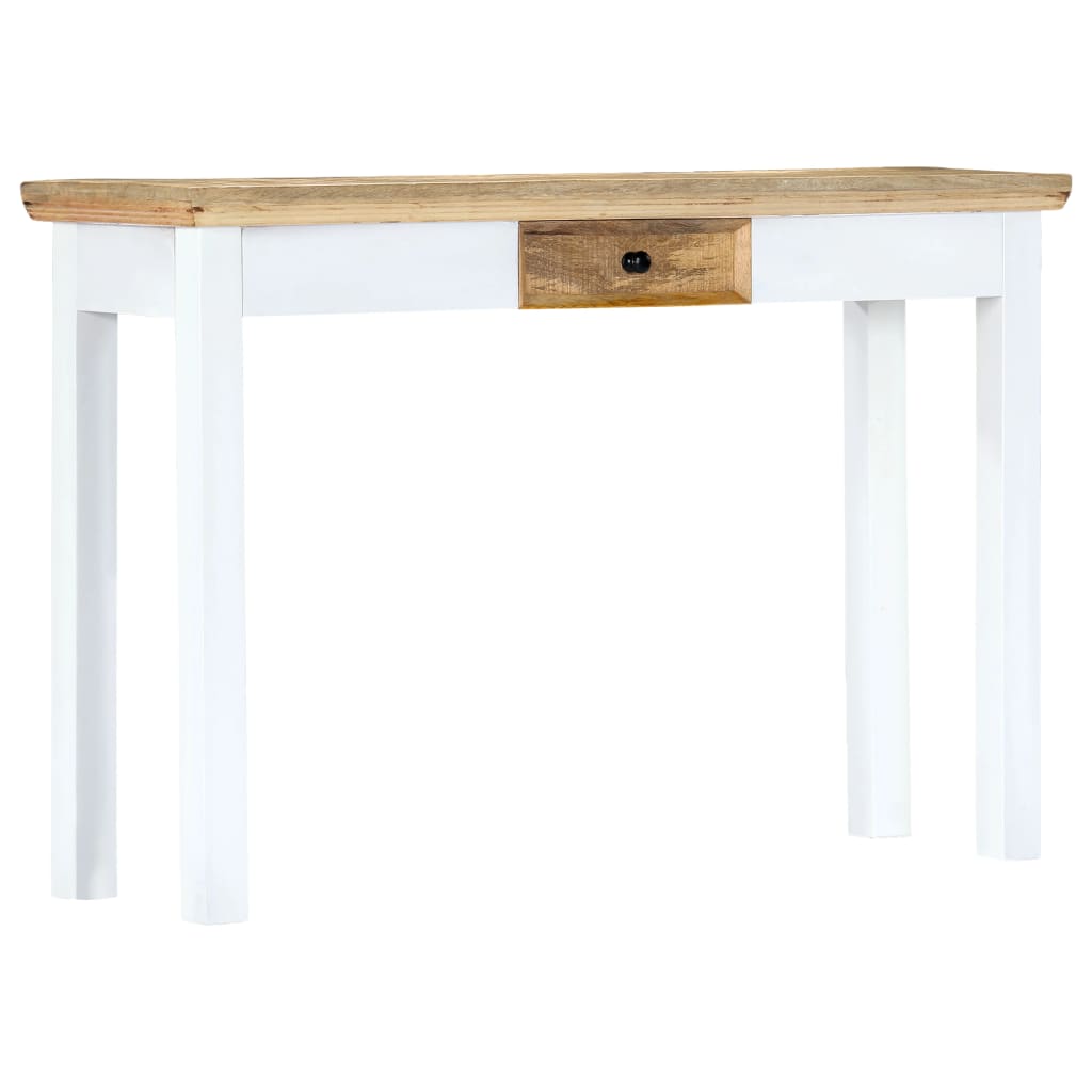 vidaXL Mesa consola 110x35x75 cm mangueira maciça branco e castanho