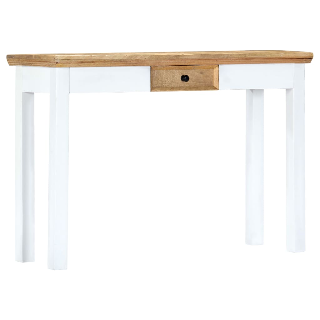 vidaXL Mesa consola 110x35x75 cm mangueira maciça branco e castanho