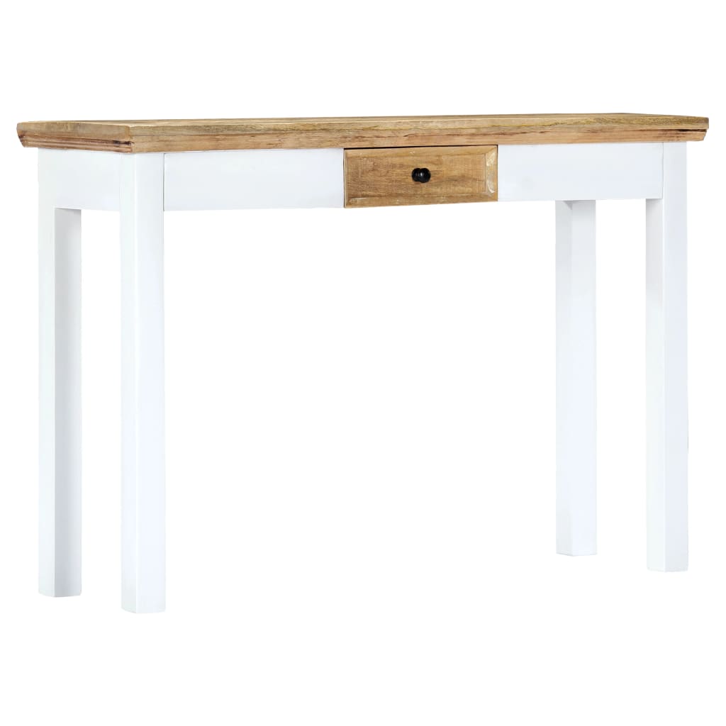 vidaXL Mesa consola 110x35x75 cm mangueira maciça branco e castanho