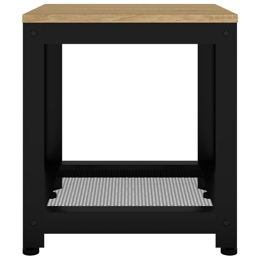 vidaXL Mesa de apoio 40x40x45 cm MDF e ferro castanho-claro e preto