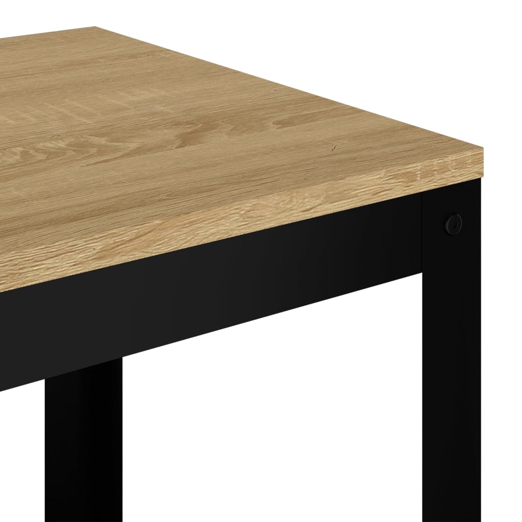 vidaXL Mesa de apoio 40x40x45 cm MDF e ferro castanho-claro e preto