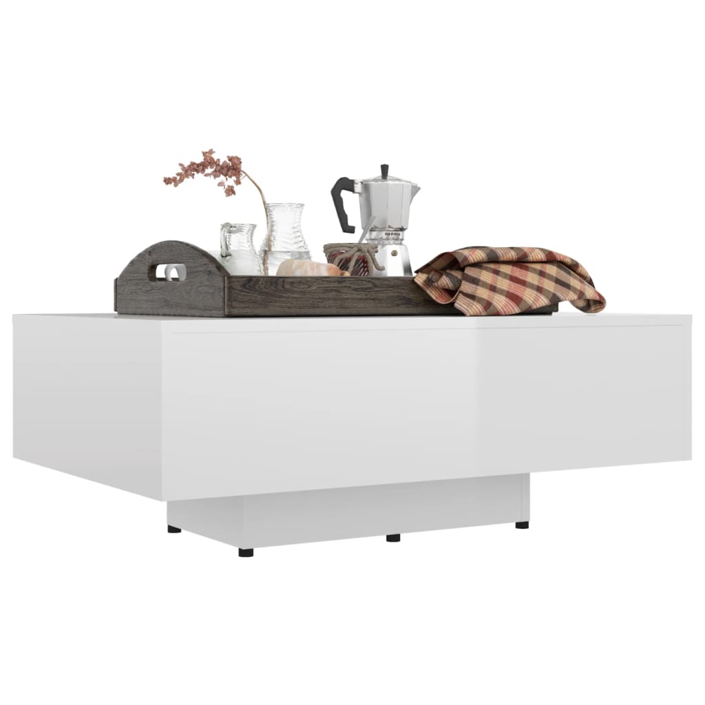 vidaXL Mesa de centro 85x55x31 cm contraplacado branco brilhante