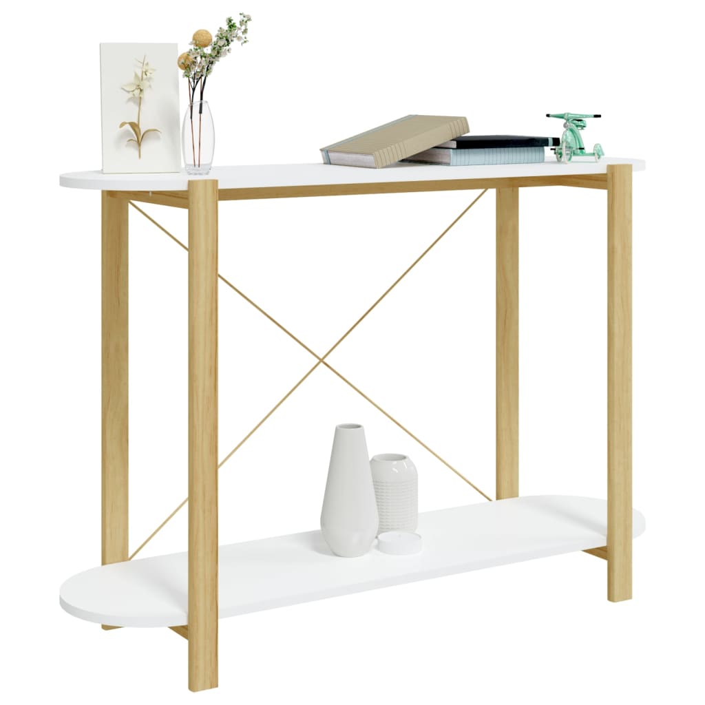 vidaXL Mesa consola 110x38x75 cm derivados de madeira branco