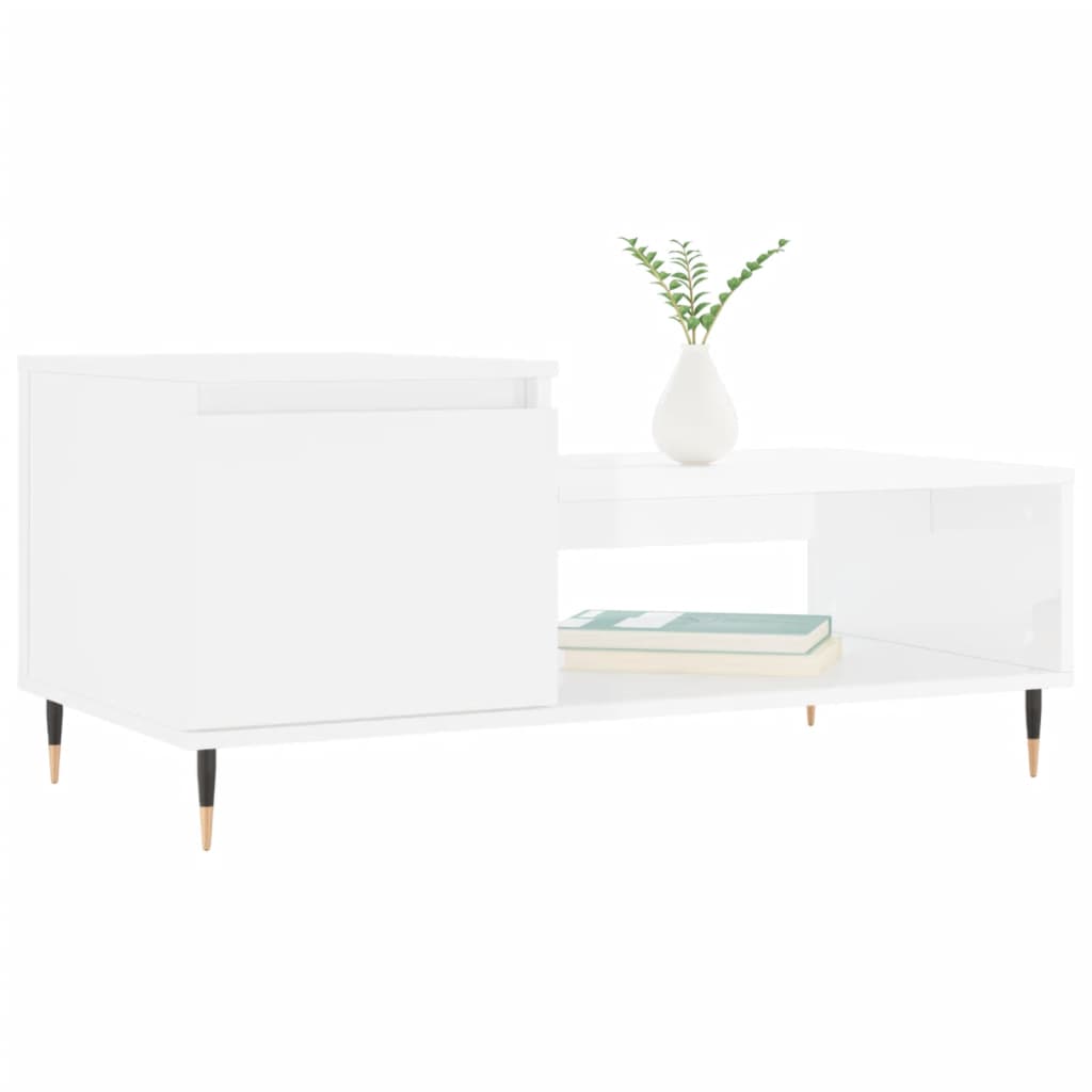 vidaXL Mesa de centro 100x50x45 cm derivados madeira branco brilhante