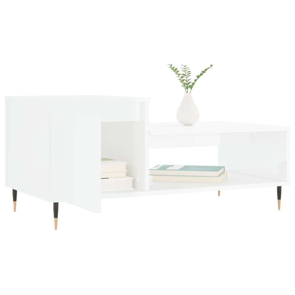 vidaXL Mesa de centro 100x50x45 cm derivados madeira branco brilhante