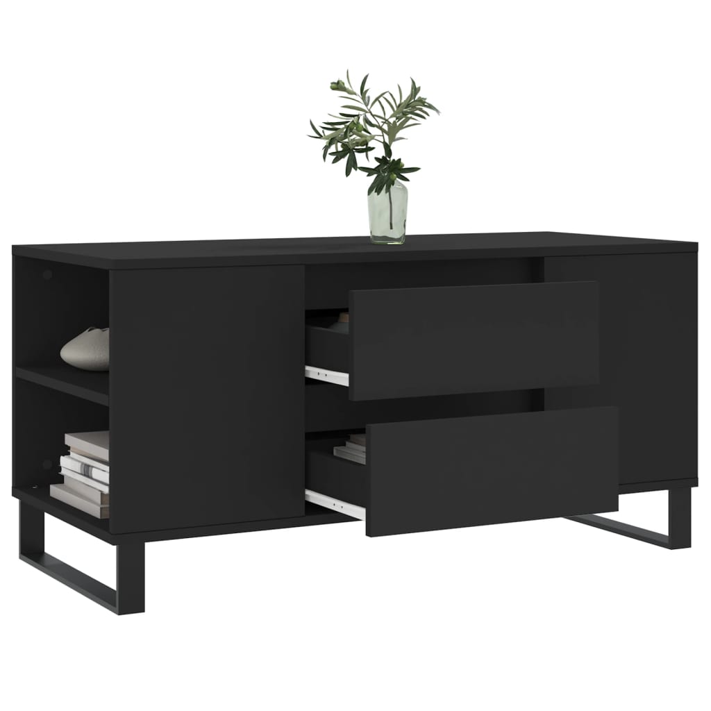 vidaXL Mesa de centro 102x44,5x50 cm derivados de madeira preto