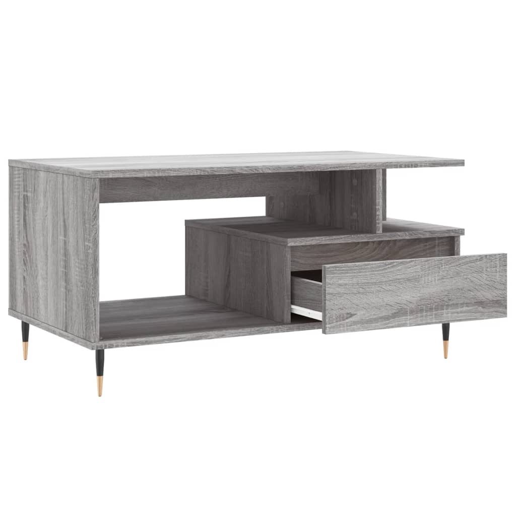 vidaXL Mesa de centro 90x49x45 cm derivados de madeira cinzento sonoma