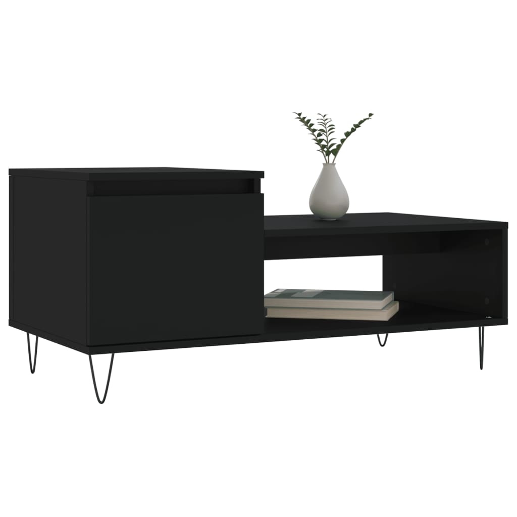 vidaXL Mesa de centro 100x50x45 cm derivados de madeira preto