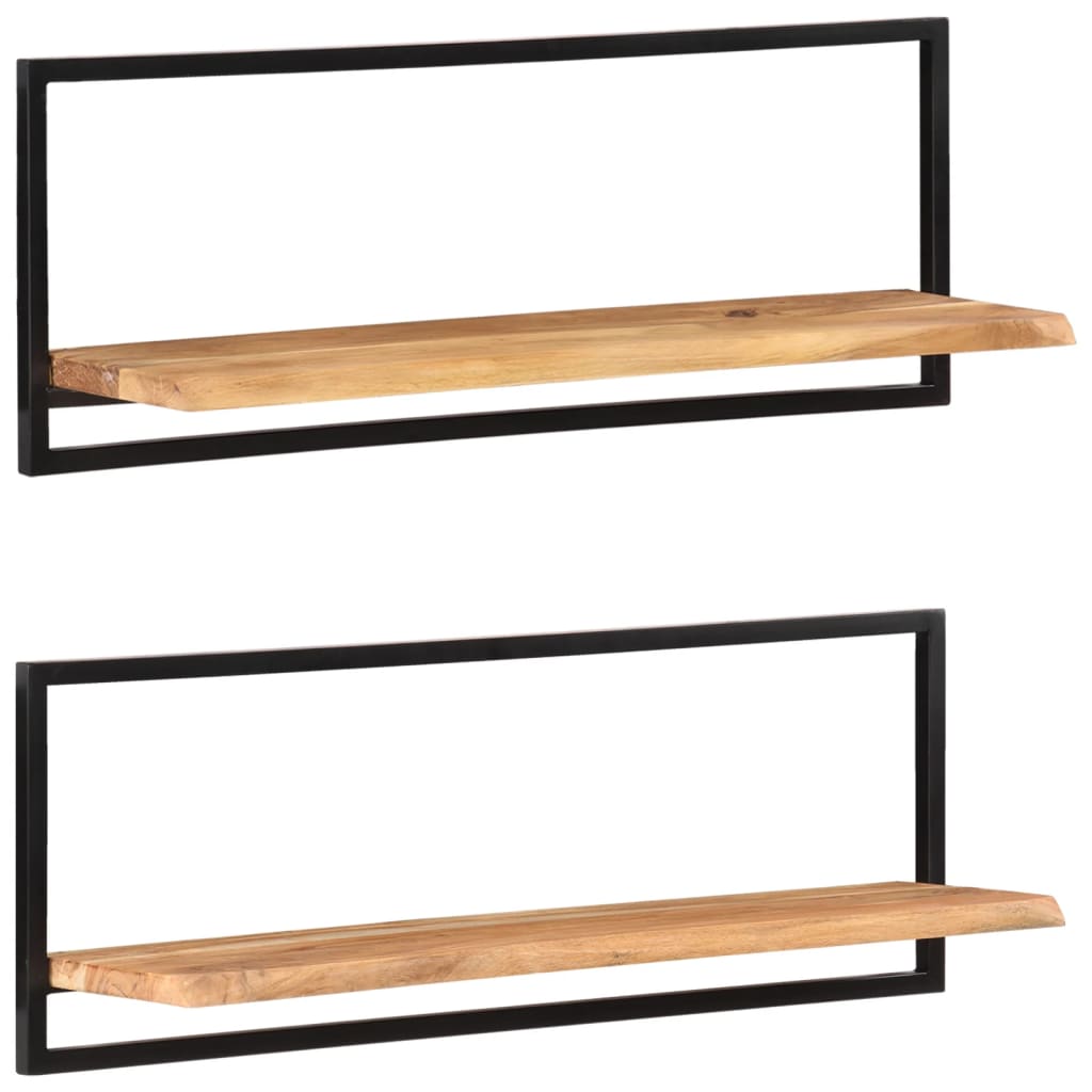 vidaXL Prateleiras de parede 2 pcs 100x24x35 cm acácia maciça e aço