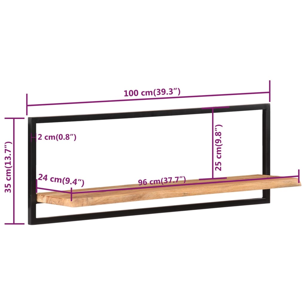 vidaXL Prateleiras de parede 2 pcs 100x24x35 cm acácia maciça e aço