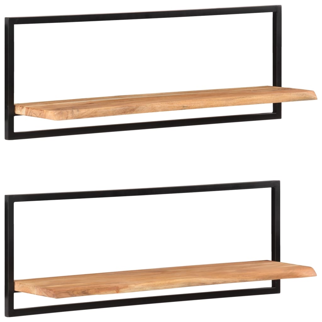 vidaXL Prateleiras de parede 2 pcs 100x24x35 cm acácia maciça e aço