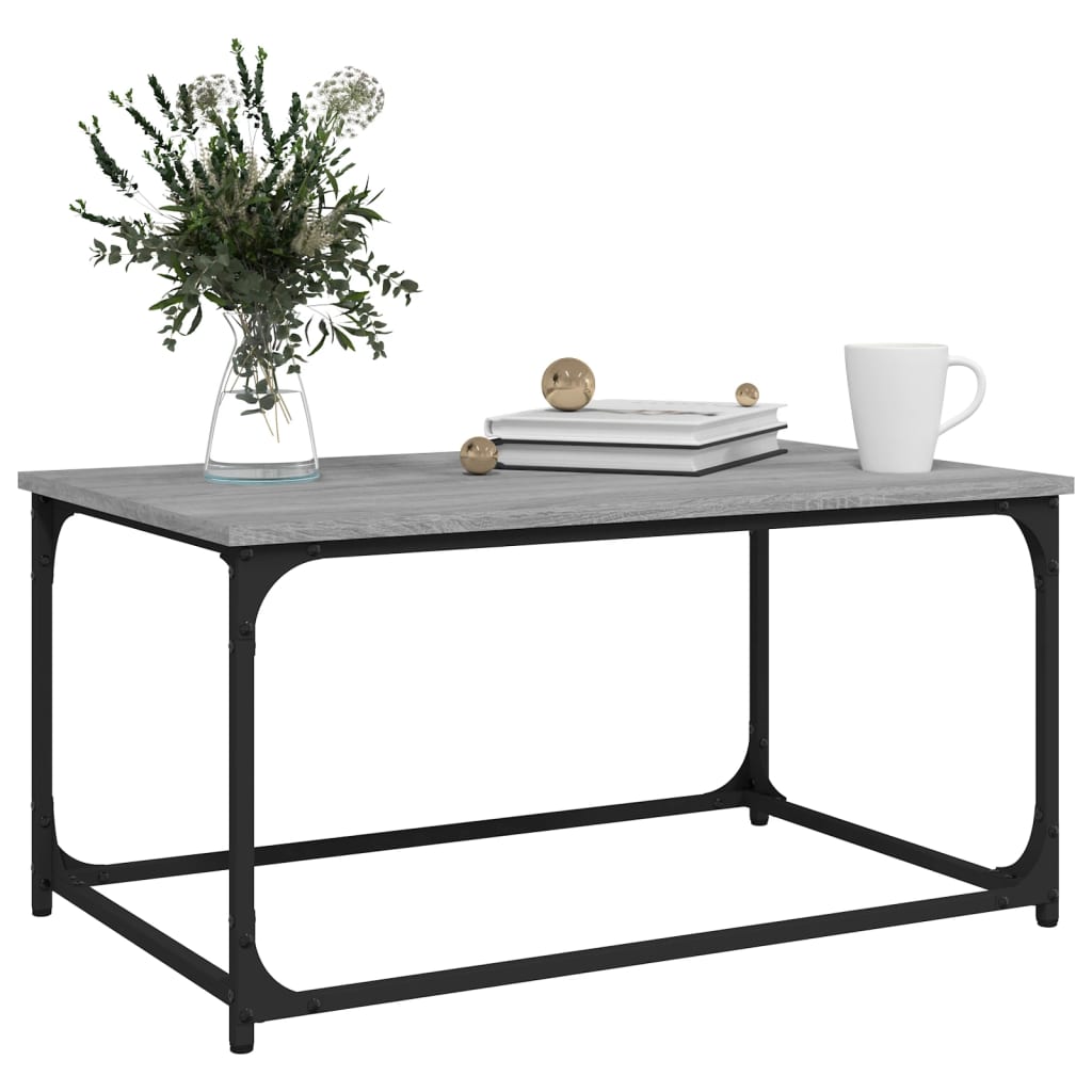 vidaXL Mesa de centro 80x50x40 cm derivados madeira/ferro cinza sonoma