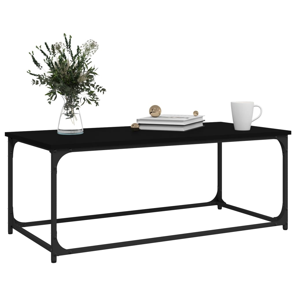 vidaXL Mesa de centro 102x50x40 cm derivados de madeira/ferro preto