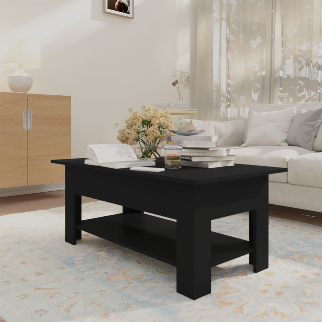 vidaXL Mesa de centro 102x55x42 cm contraplacado preto