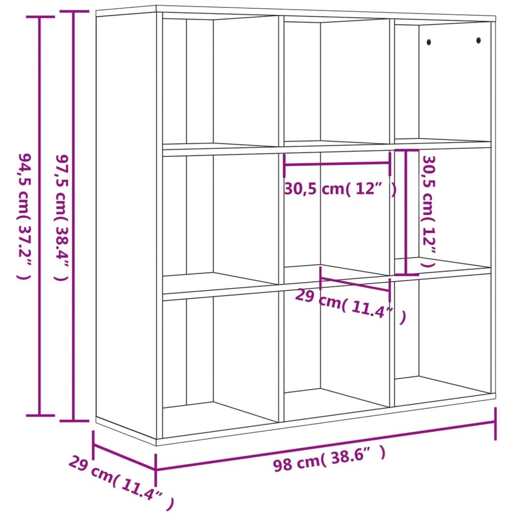 vidaXL Estante 98x29x97,5 cm derivados madeira cor carvalho sonoma