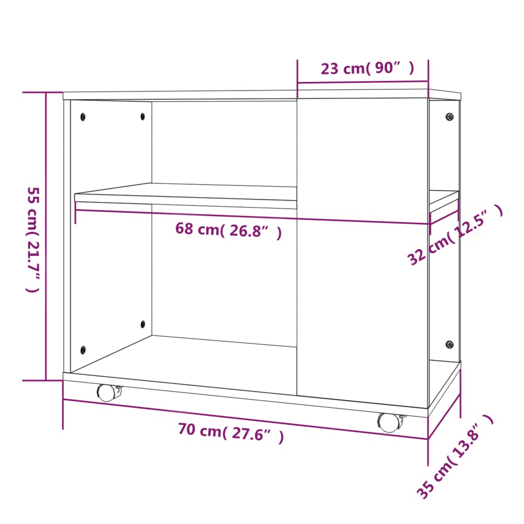 vidaXL Mesa de apoio 70x35x55cm derivados de madeira carvalho castanho