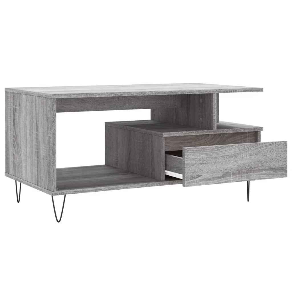 vidaXL Mesa de centro 90x49x45 cm derivados de madeira cinzento sonoma