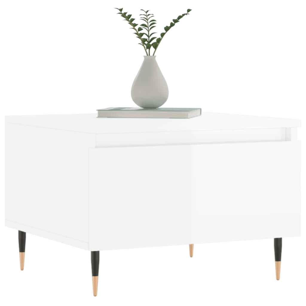 vidaXL Mesa de centro 50x46x35 cm derivados madeira branco brilhante