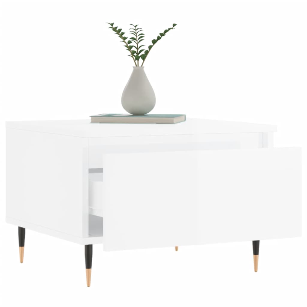 vidaXL Mesa de centro 50x46x35 cm derivados madeira branco brilhante