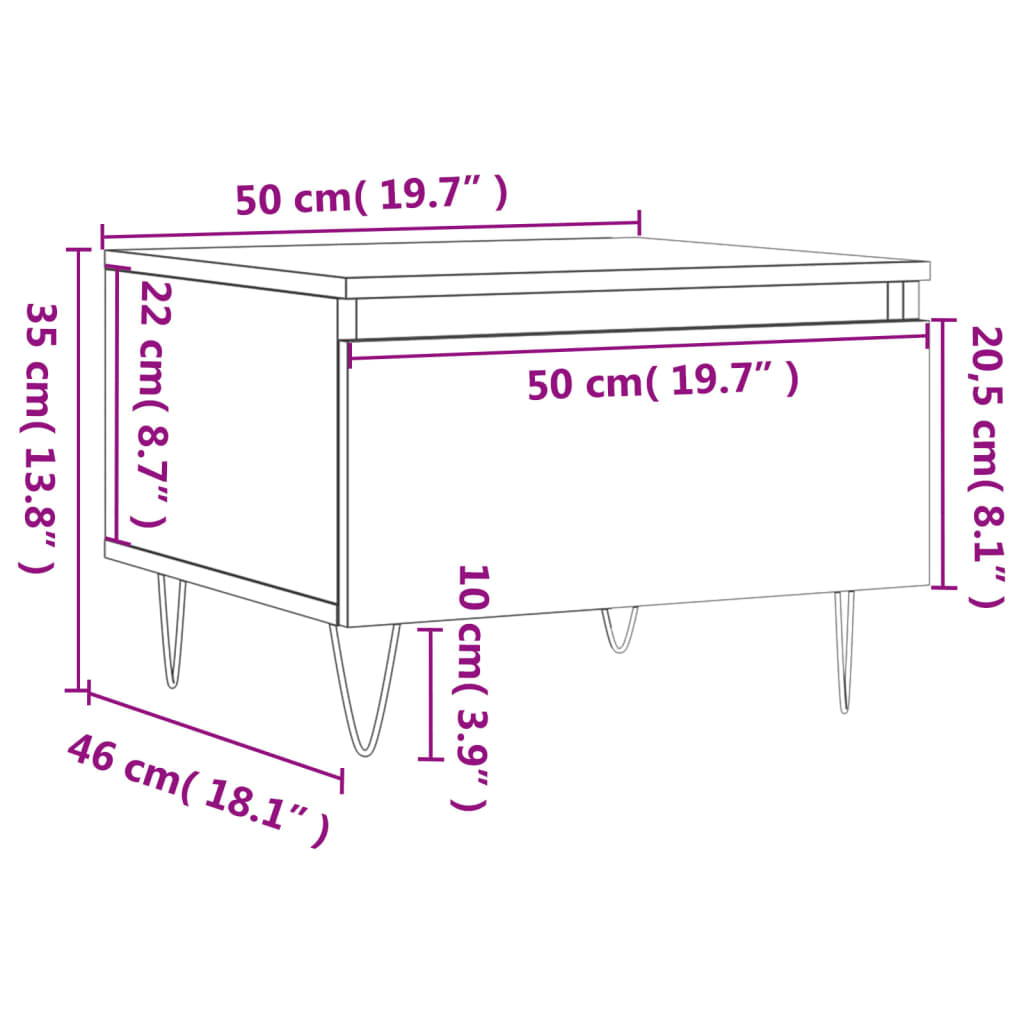 vidaXL Mesa de centro 50x46x35 cm derivados madeira carvalho castanho