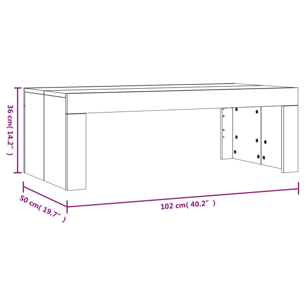 vidaXL Mesa centro 102x50x36 cm derivados de madeira carvalho castanho