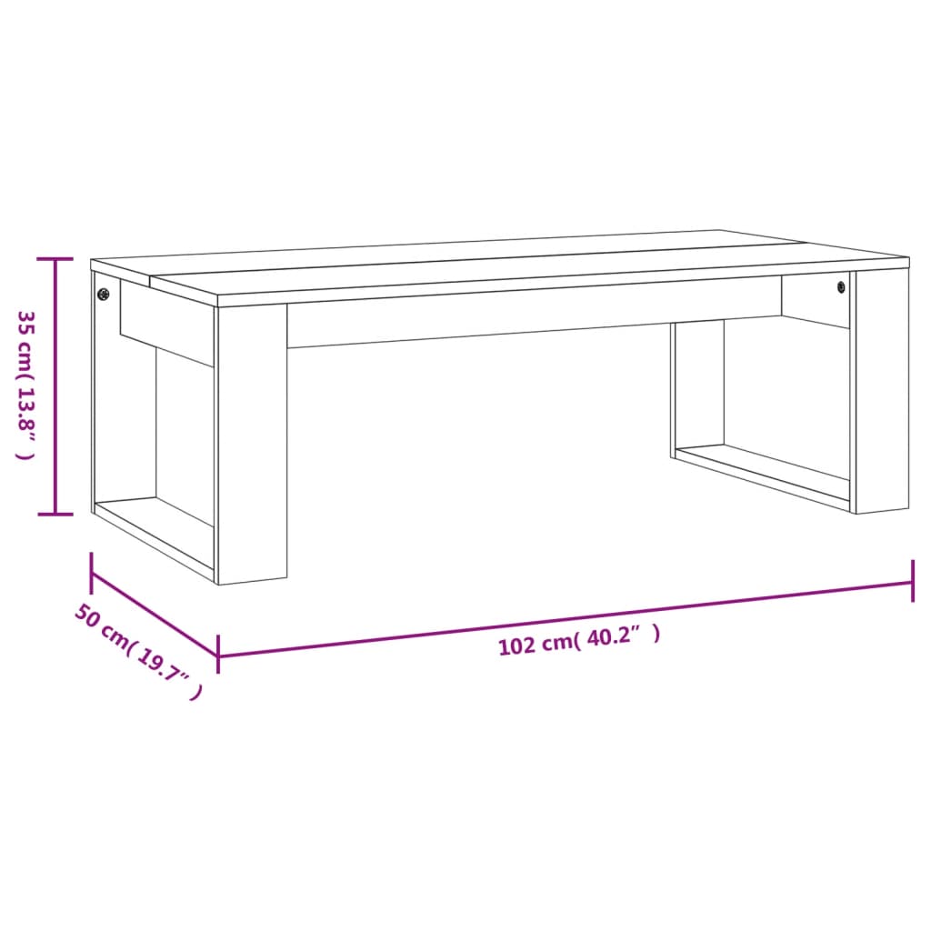 vidaXL Mesa de centro 102x50x35 cm derivados madeira carvalho castanho