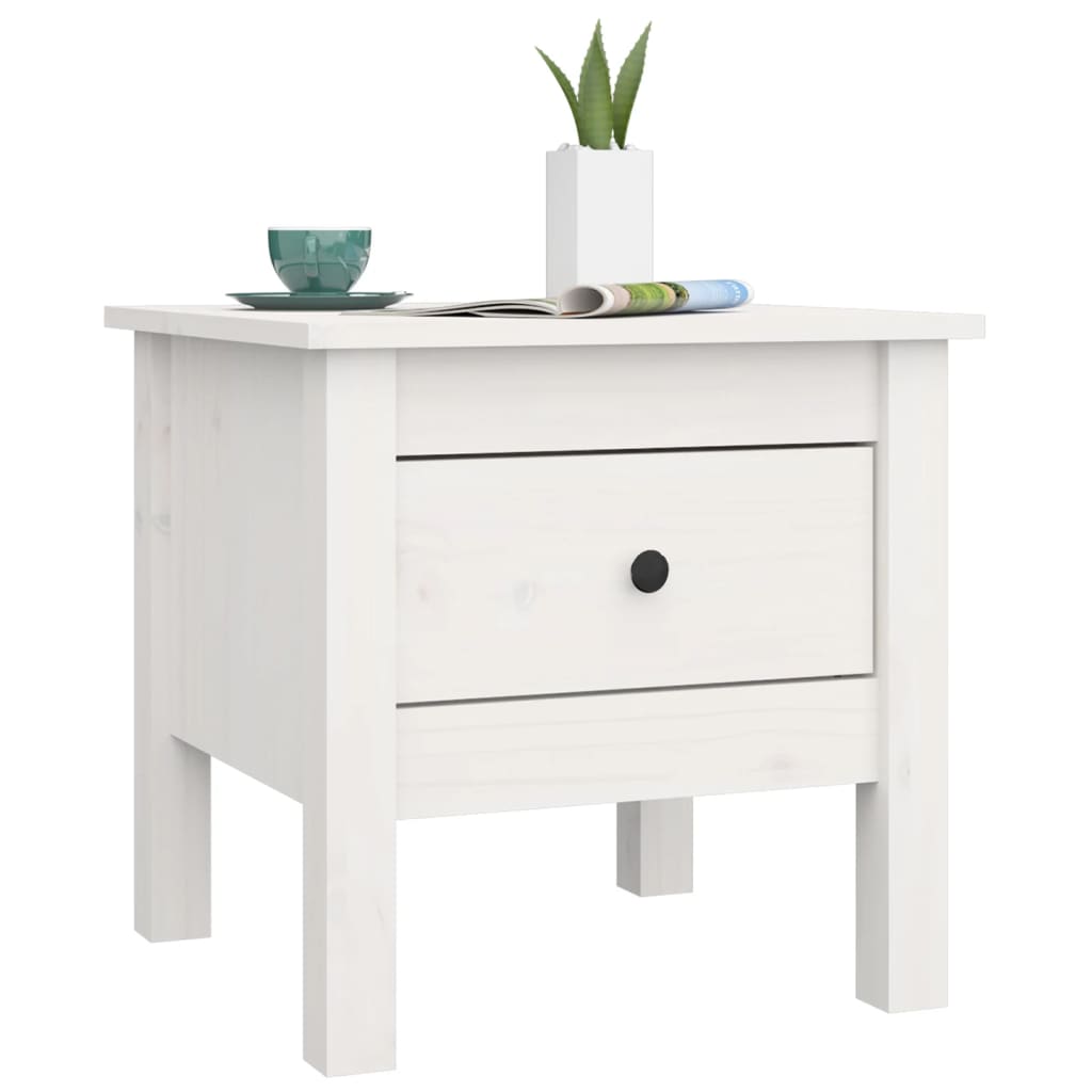 vidaXL Mesa de apoio 40x40x39 cm pinho maciço Branco