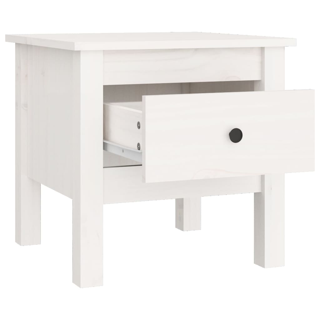 vidaXL Mesa de apoio 40x40x39 cm pinho maciço Branco