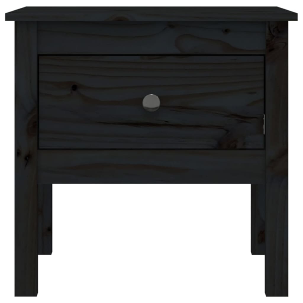 vidaXL Mesa de apoio 50x50x49 cm pinho maciço preto