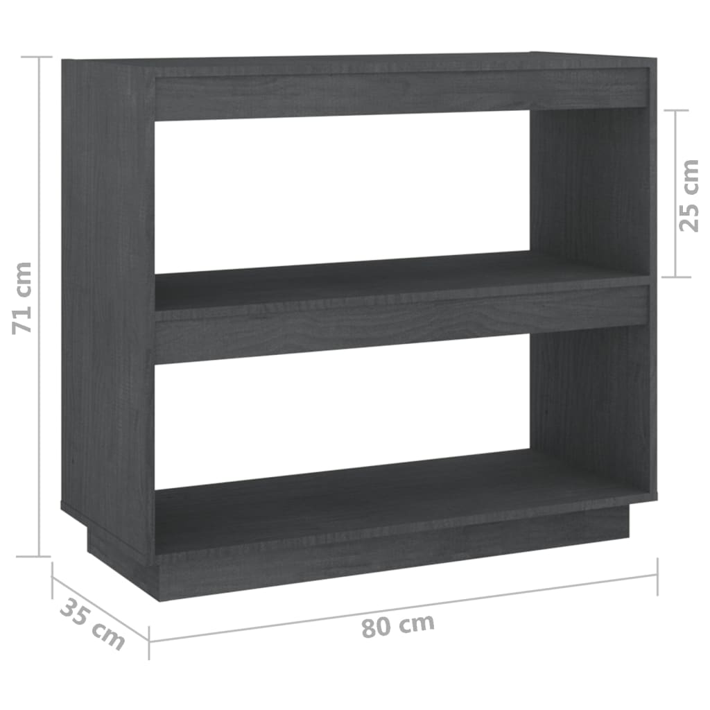 vidaXL Estante 80x35x71 cm madeira de pinho maciça cinzento