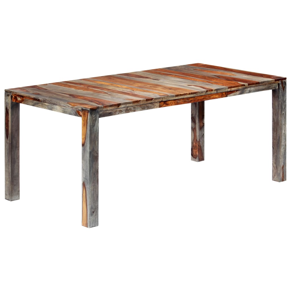 vidaXL Mesa de jantar 180x90x76 cm madeira de sheesham maciça cinzento