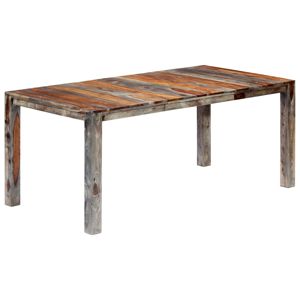 vidaXL Mesa de jantar 180x90x76 cm madeira de sheesham maciça cinzento