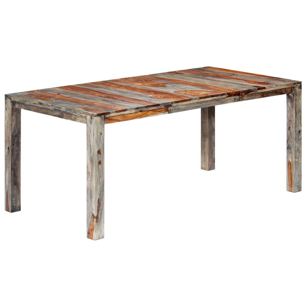 vidaXL Mesa de jantar 180x90x76 cm madeira de sheesham maciça cinzento