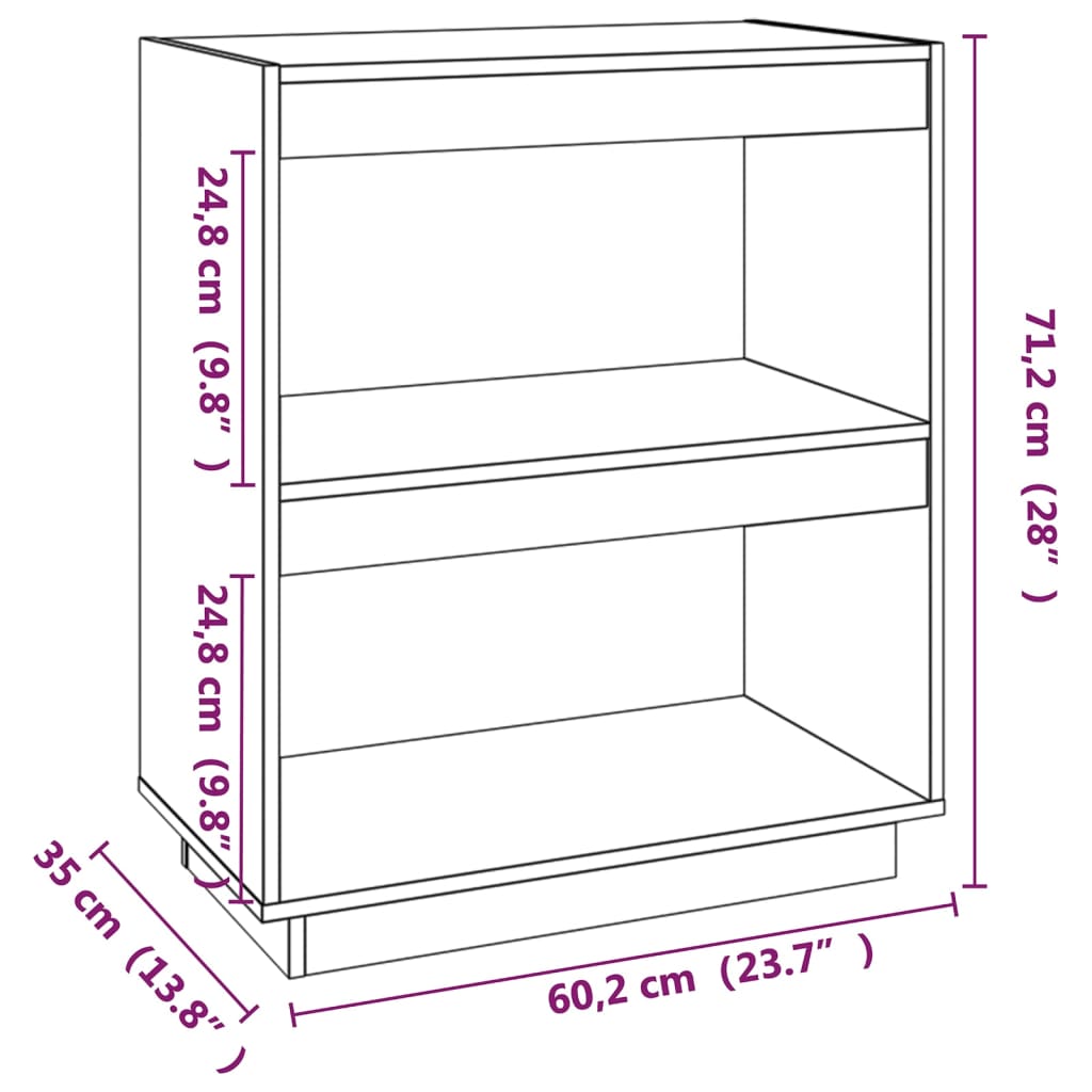 vidaXL Estante madeira de pinho maciça 60x35x71 cm branco