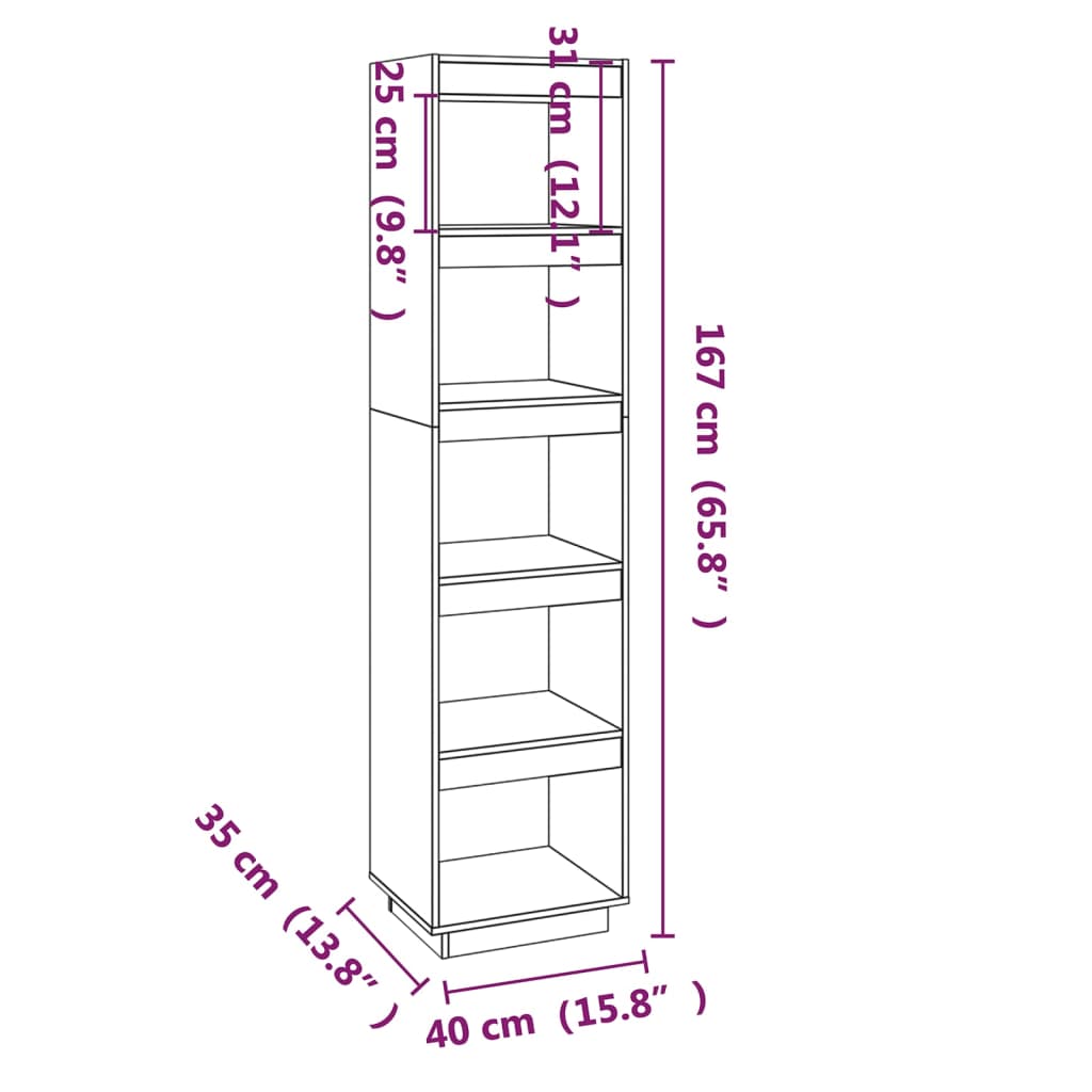 vidaXL Estante/divisória 40x35x167 cm pinho maciço branco