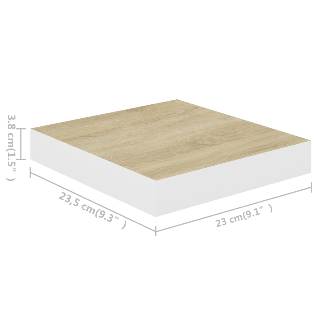 vidaXL Prateleiras de parede 4 pcs 23x23,5x3,8cm MDF carvalho e branco