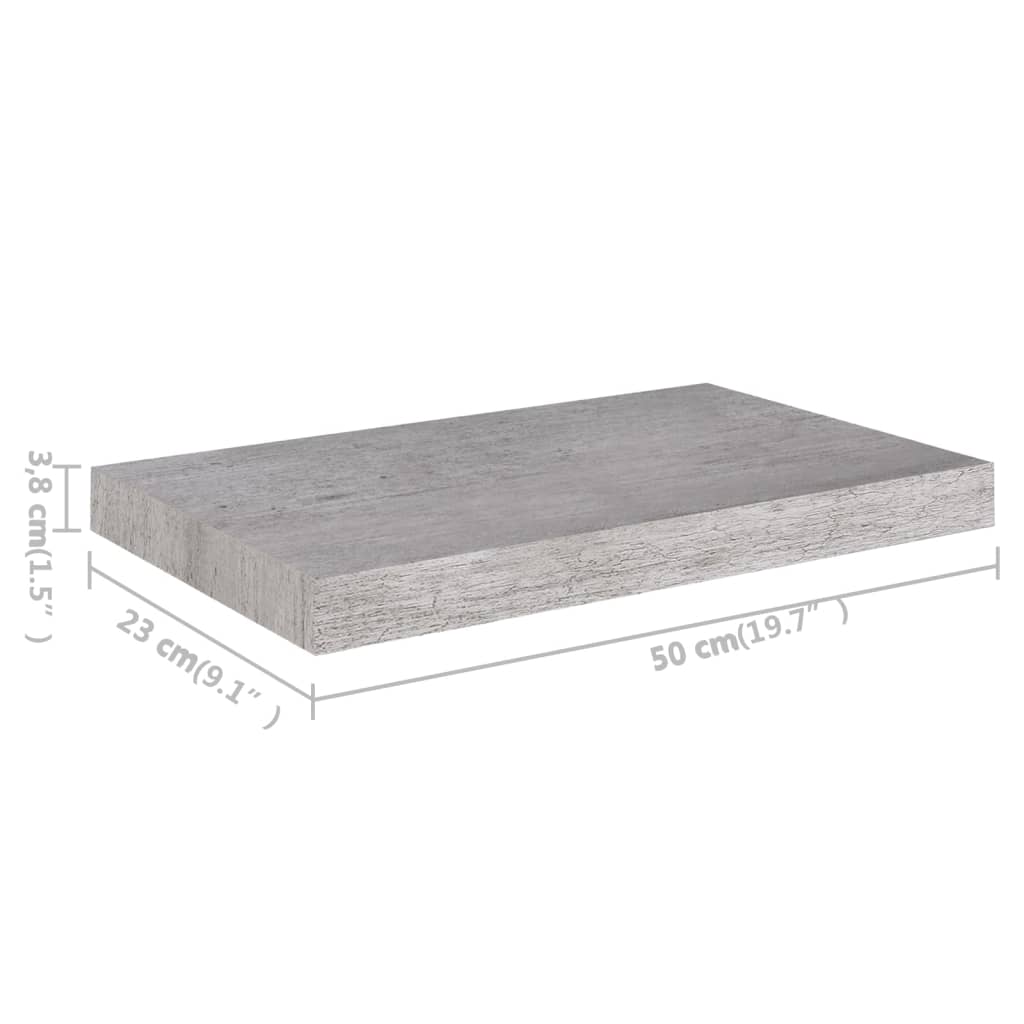 vidaXL Prateleiras de parede 2 pcs 50x23x3,8 cm MDF cinzento-cimento