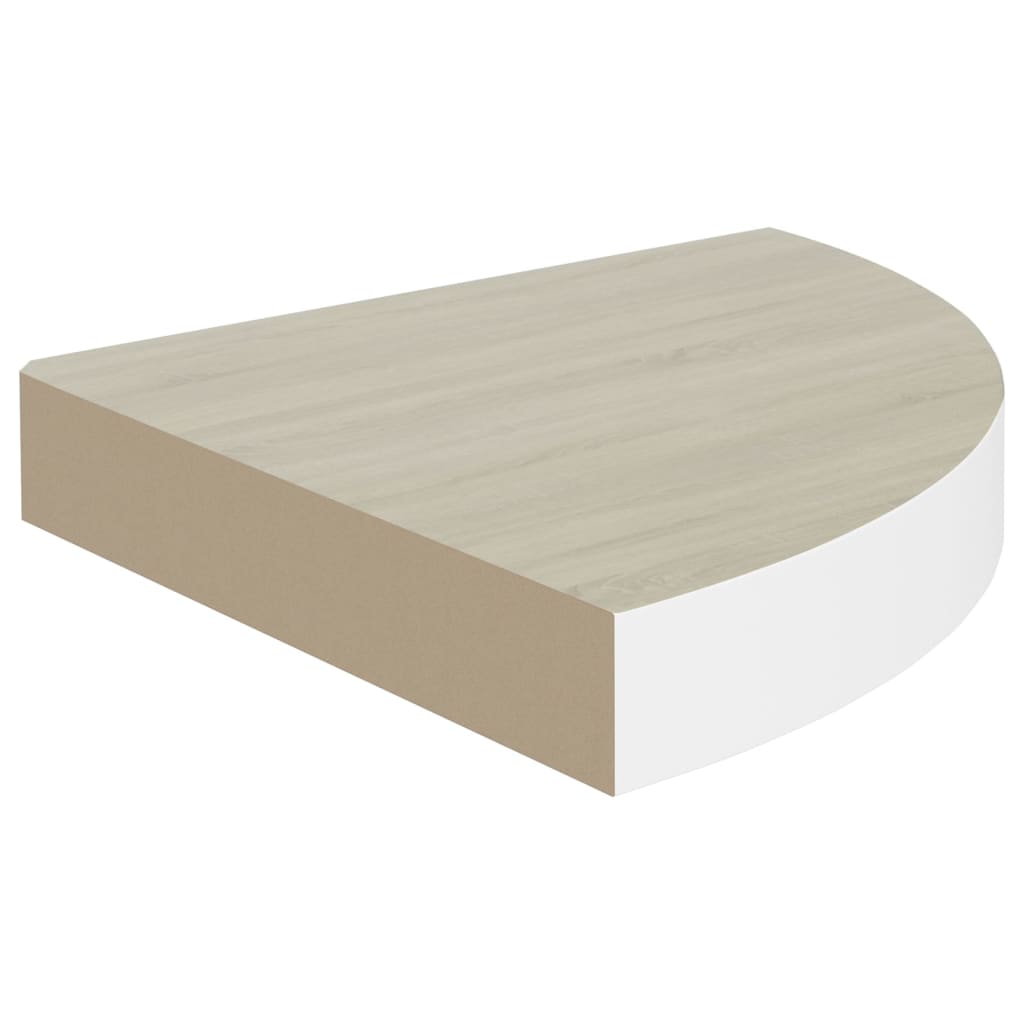 vidaXL Prateleira de canto parede 35x35x3,8 cm MDF cor carvalho/branco