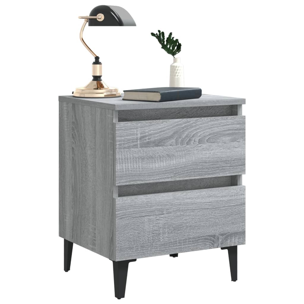 vidaXL Mesa de cabeceira c/ pernas em metal 40x35x50 cm sonoma cinza