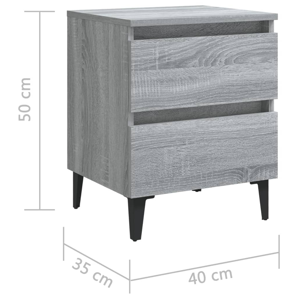 vidaXL Mesa de cabeceira c/ pernas em metal 40x35x50 cm sonoma cinza