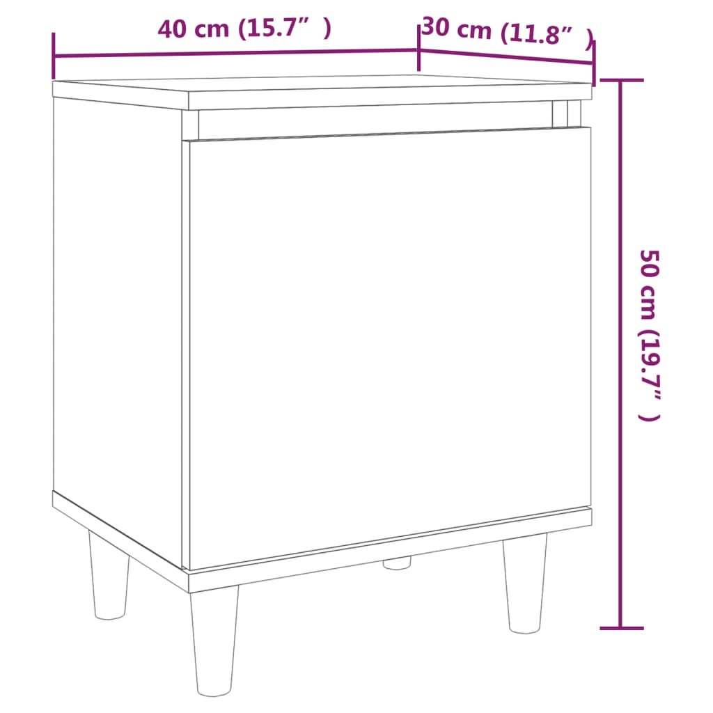 vidaXL Mesas cabeceira pernas madeira 2pcs 40x30x50 cm carvalho fumado