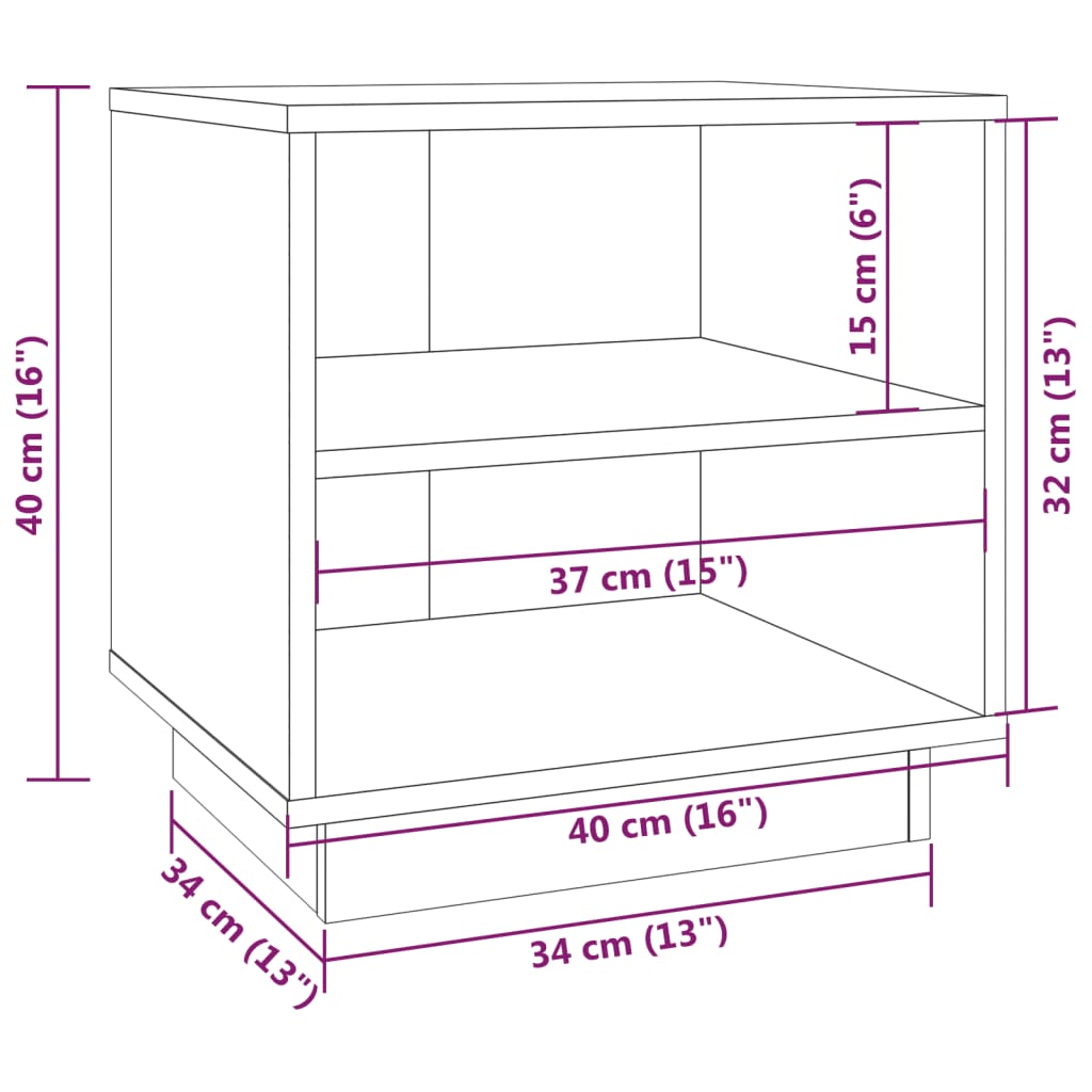 vidaXL Mesa de cabeceira 40x34x40 cm pinho maciço castanho mel