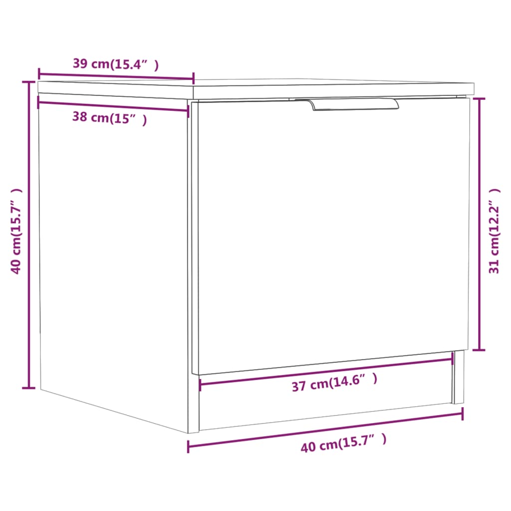 vidaXL Mesa de cabeceira 40x39x40 cm branco