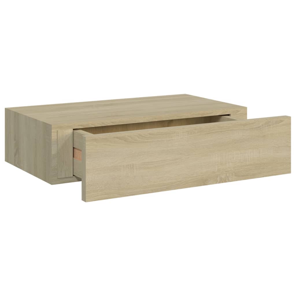 vidaXL Prateleira de parede com gaveta MDF 40x23,5x10 cm cor carvalho